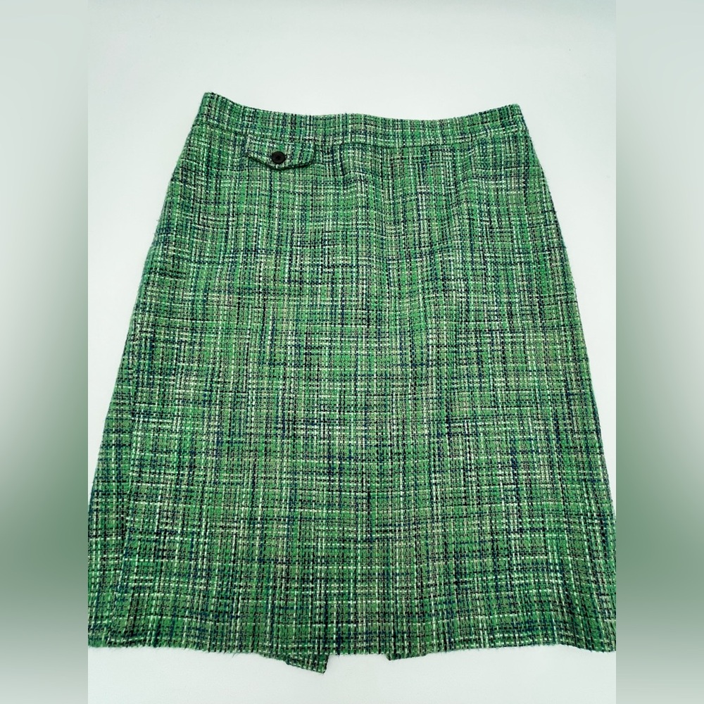 J Crew vibrant green No.2 pencil skirt Cotton Tweed Classic career business sz 2